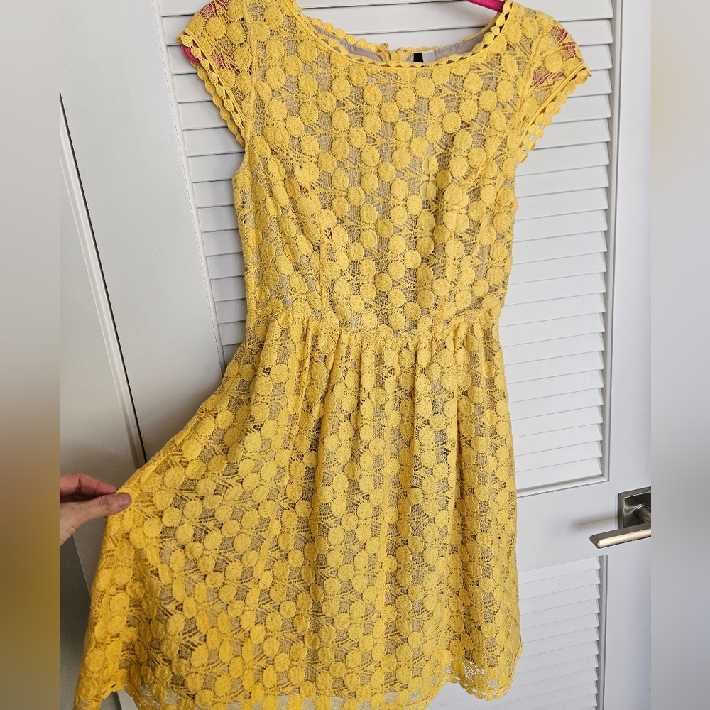 Kensie Yellow Embroidery Dress